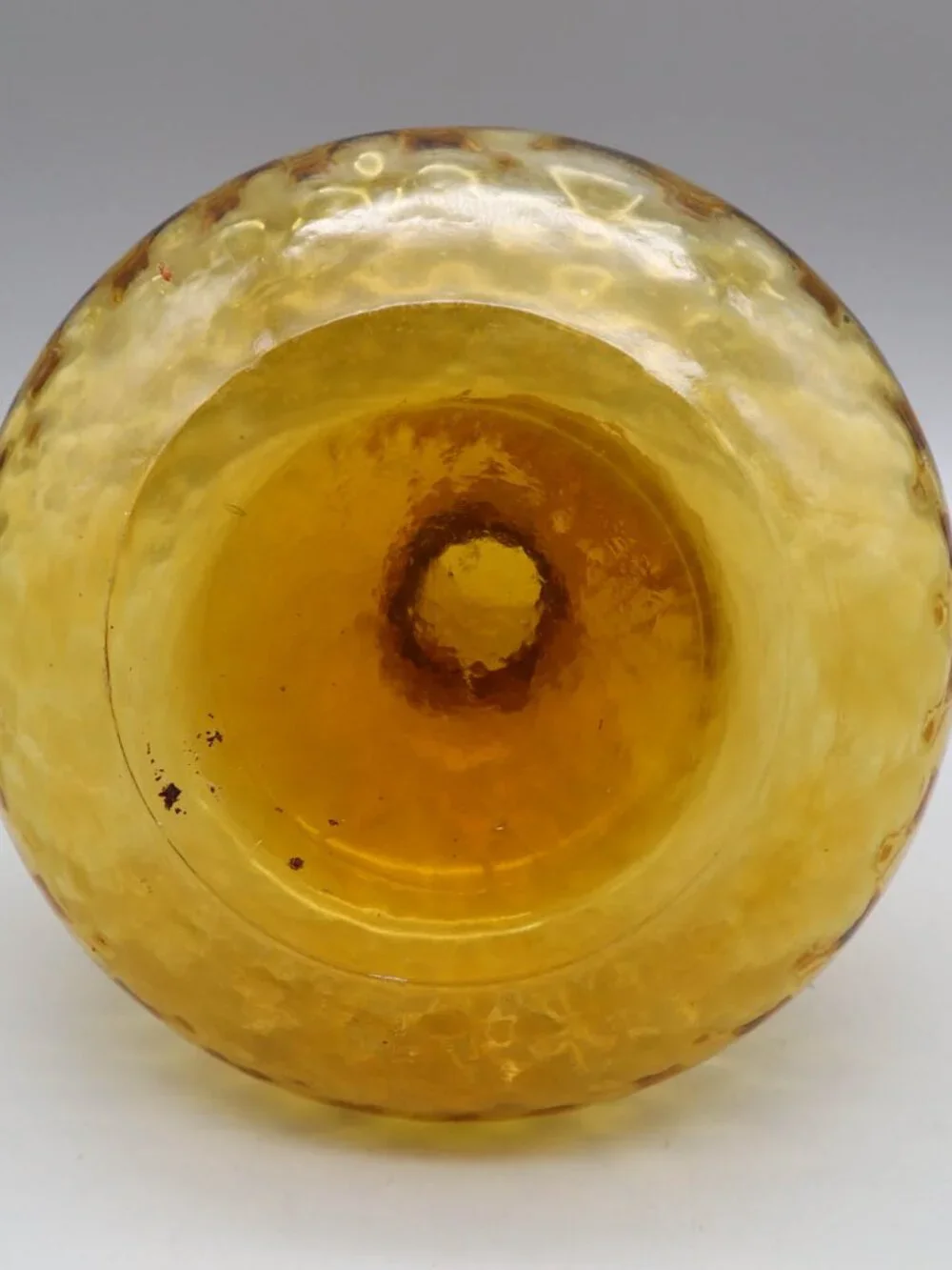 Vtg '60s Italian Empoli Amber Glass Genie Bottle Decanter Optic w/ Globe Stopper